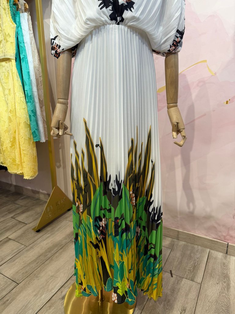 Vestido Plissado Botânico