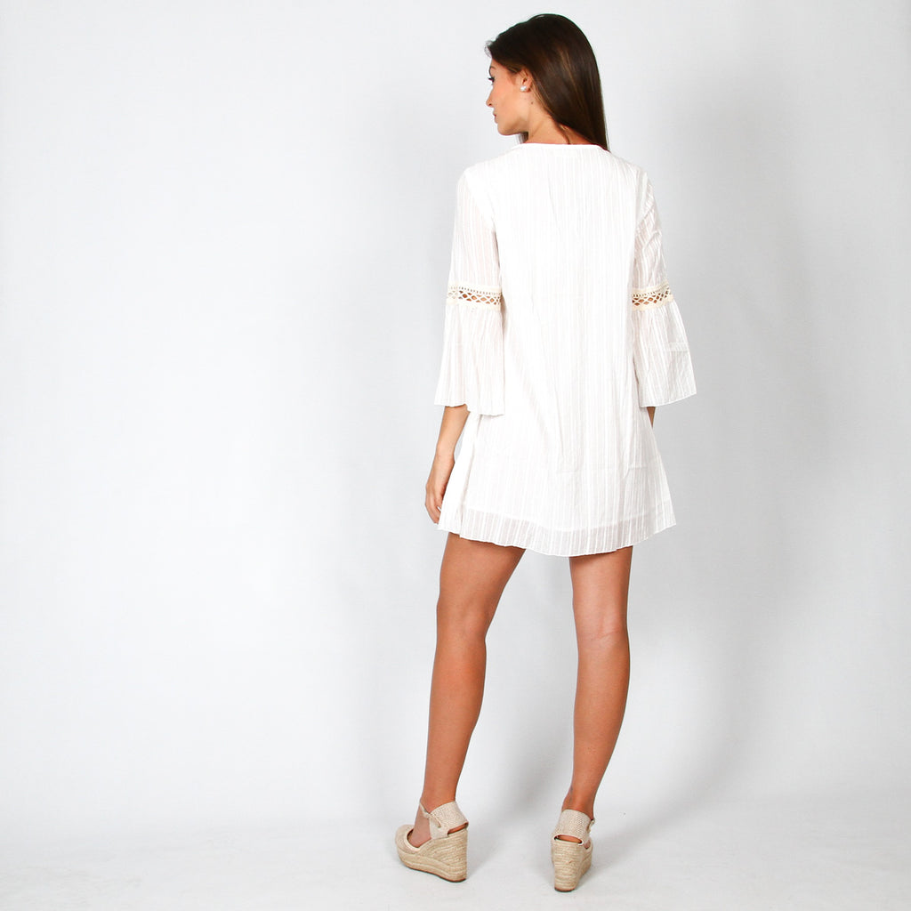 Blusa comprida com aplicações douradas, estilo Ibiza