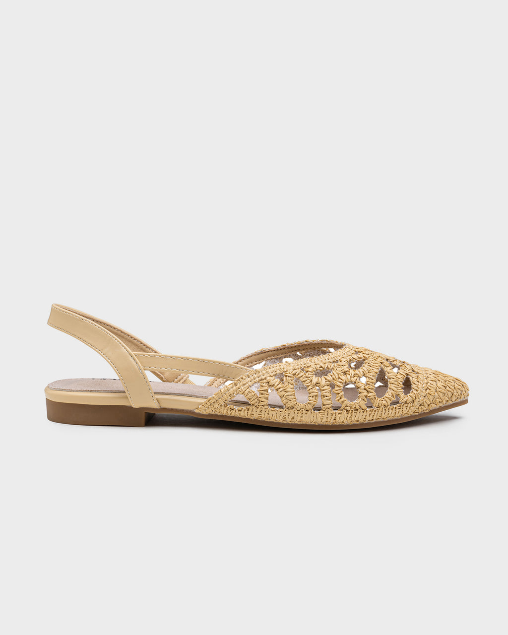 Sapatos baixos com bico trançado e design sem calcanhar