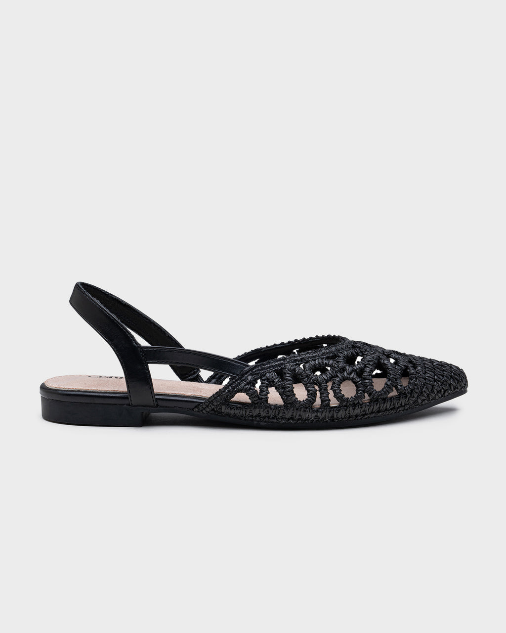 Sapatos baixos com bico trançado e design sem calcanhar