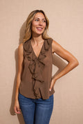 Blusa sem mangas com Folhos