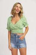Blusa Verde/Rosa Cruzada Floral