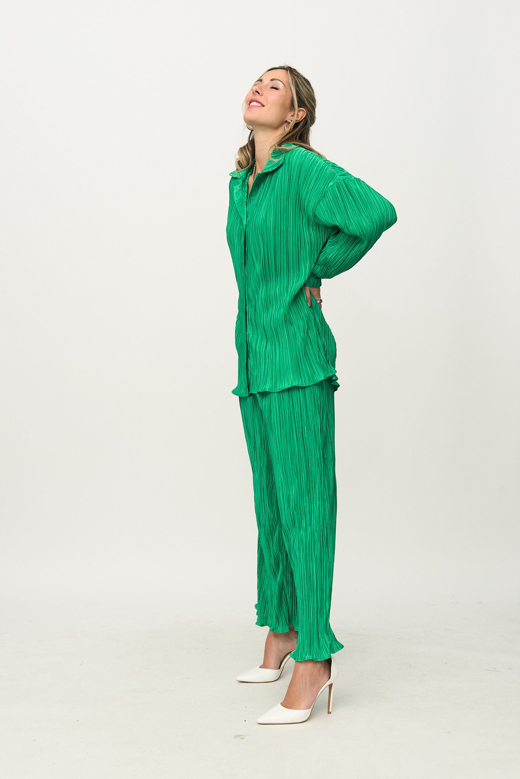 Conjunto camisa e calças Plissadas - Verde