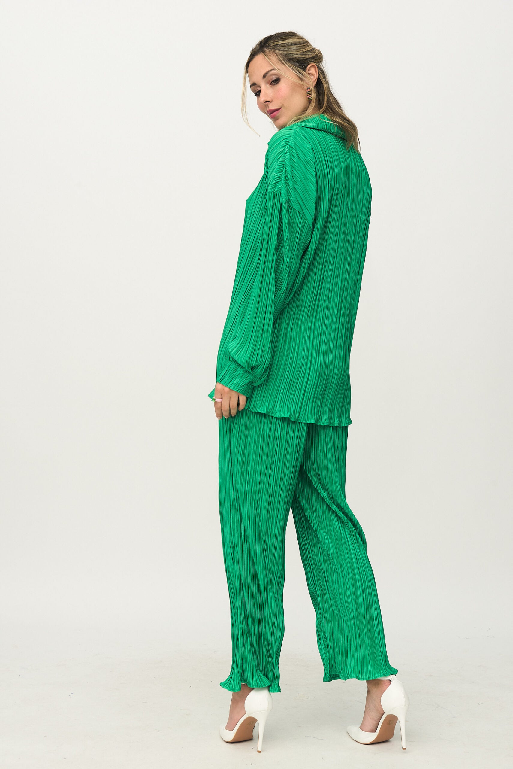 Conjunto camisa e calças Plissadas - Verde