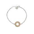 Pulseira em aço bicolor com zircônias