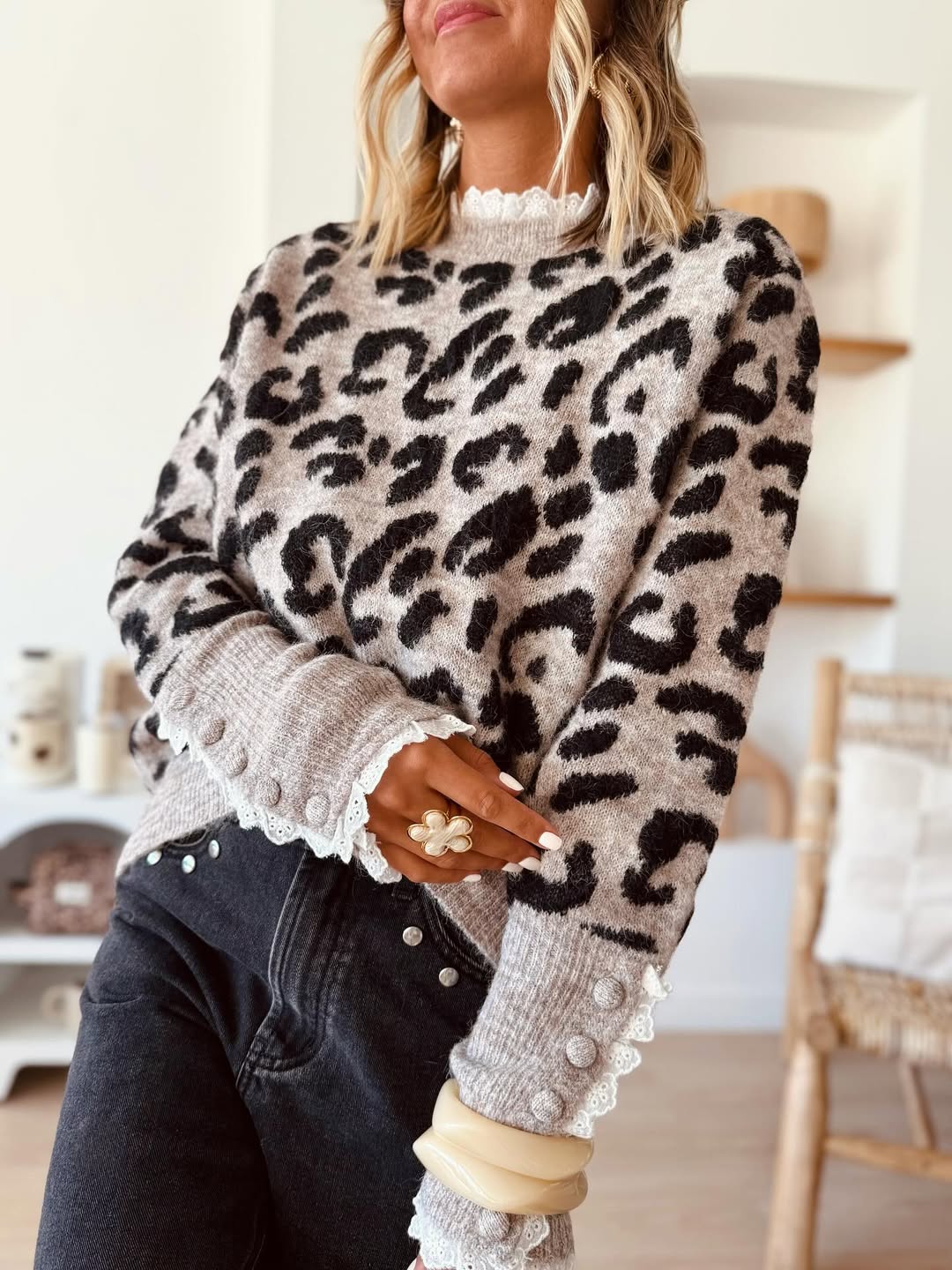 Camisola de Malha Animal Print