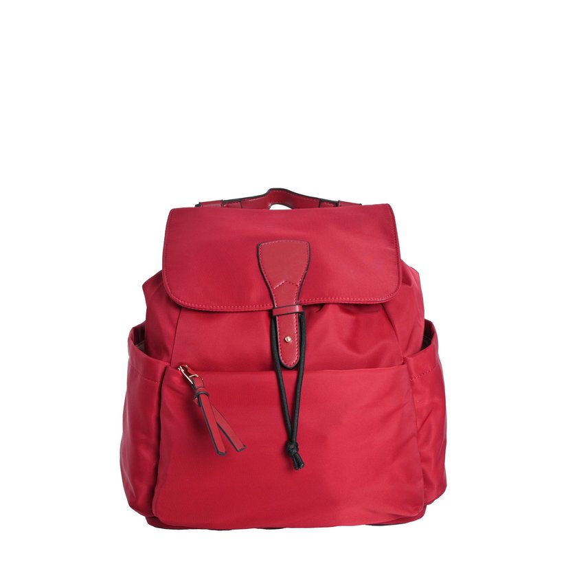 Mochila em nylon com diversos bolsos exteriores
