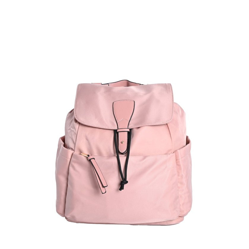 Mochila em nylon com diversos bolsos exteriores