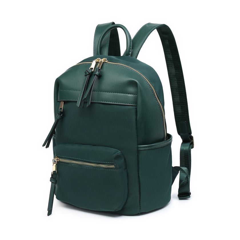 Mochila nylon com múltiplos bolsos