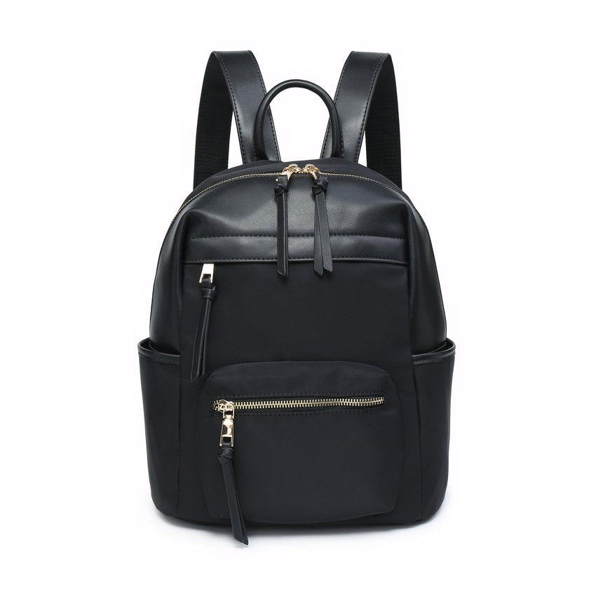 Mochila nylon com múltiplos bolsos