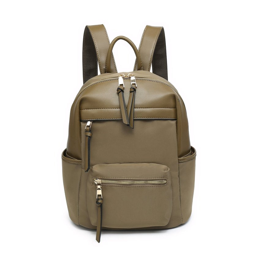 Mochila nylon com múltiplos bolsos