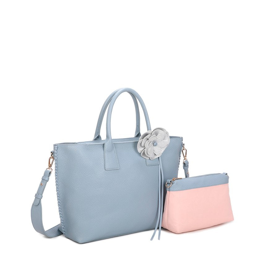Mala Shopper com flor e costura