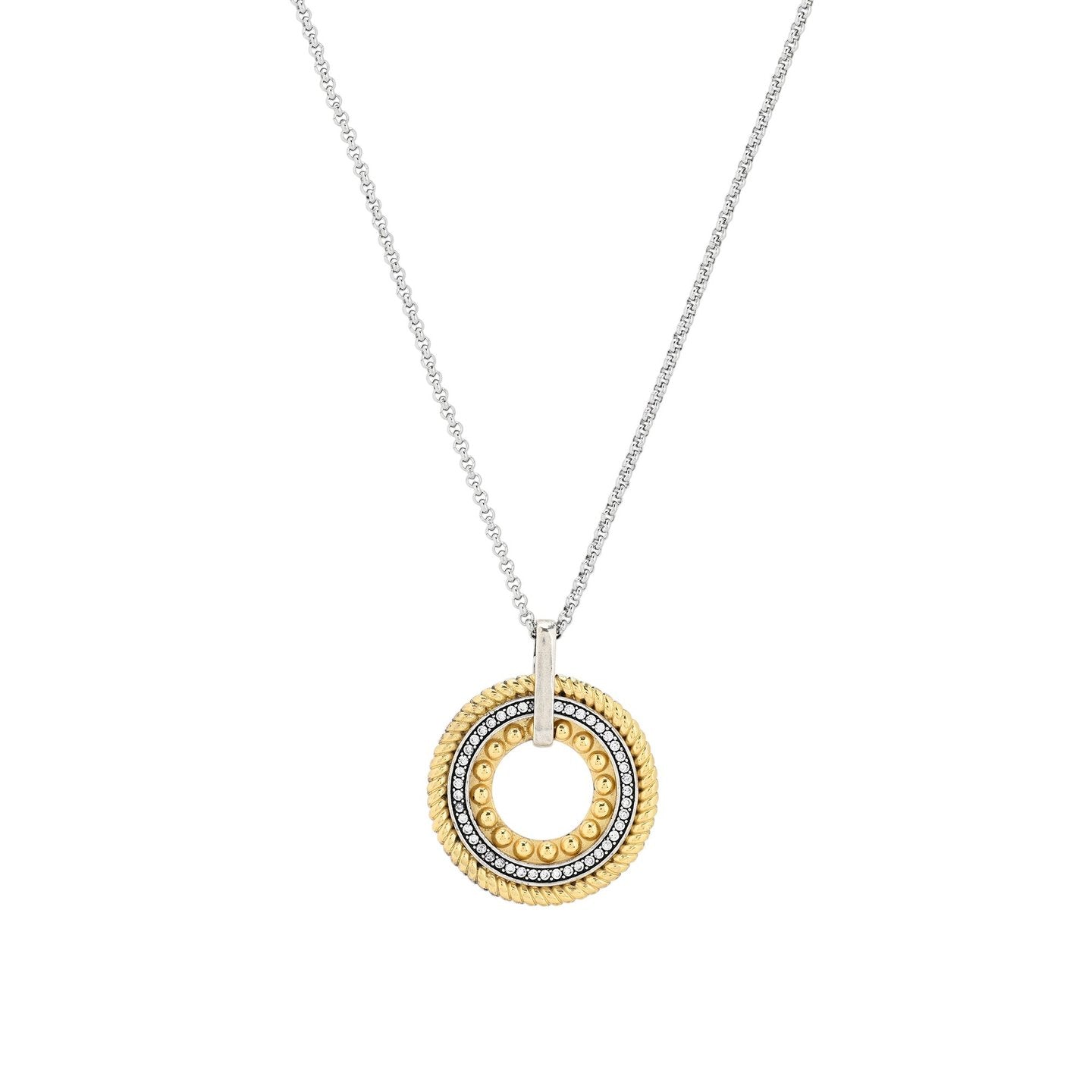 Colar em aço bicolor com zircônias