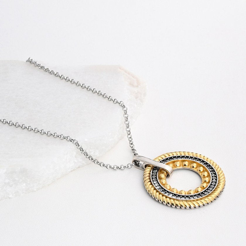 Colar em aço bicolor com zircônias