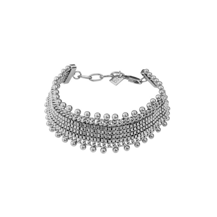 Pulseira em Aço com Detalhe de Bolinhas
