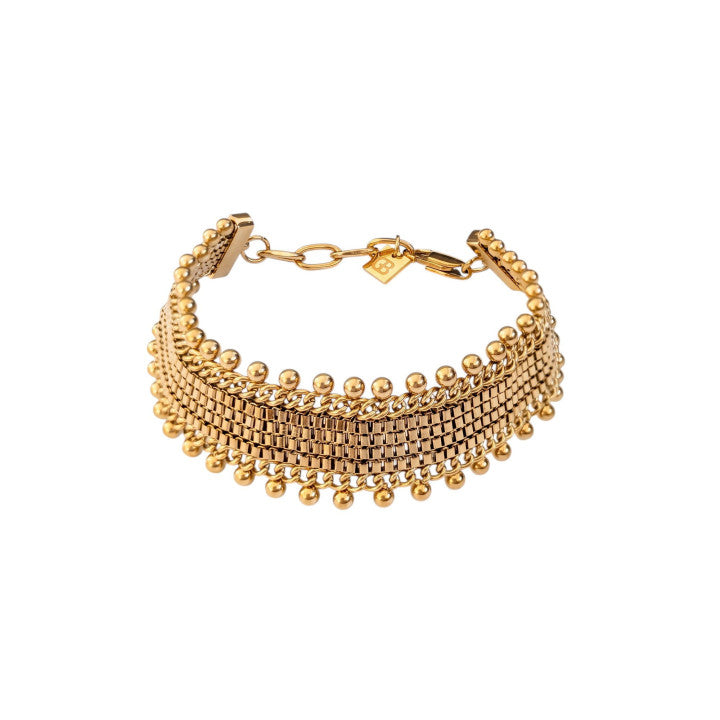 Pulseira em Aço com Detalhe de Bolinhas