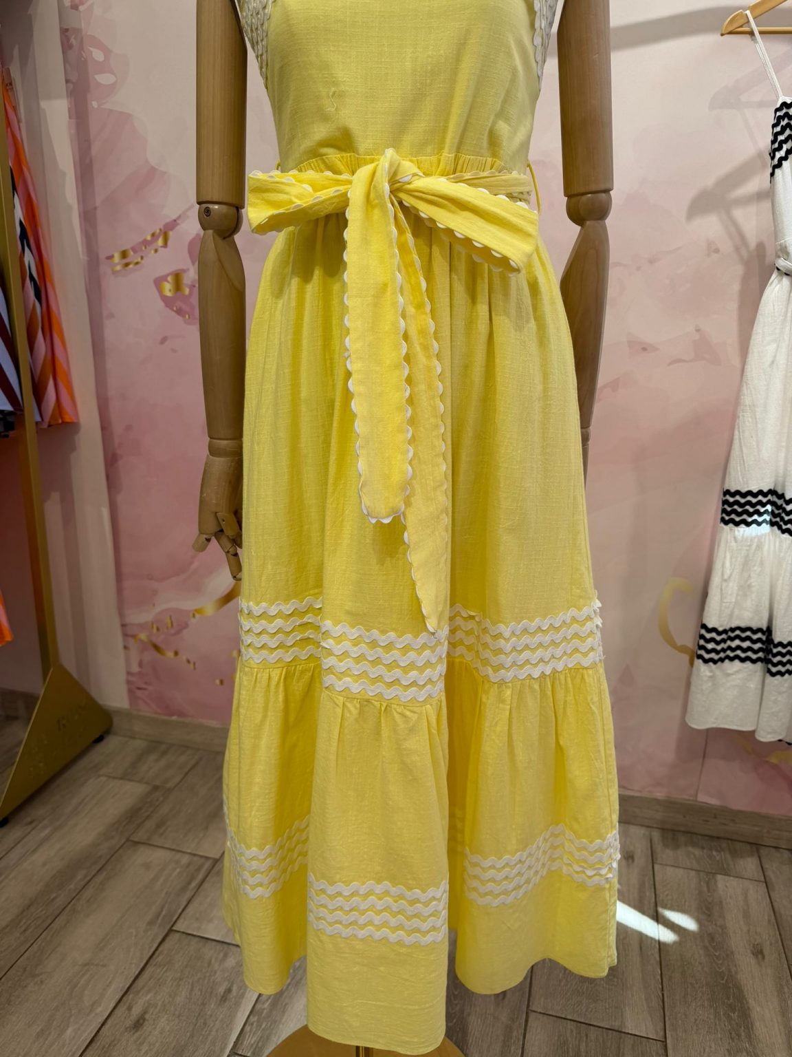 Vestido Midi Vichy Amarelo