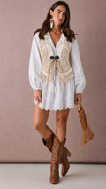 Colete de renda Boho Maya Cru