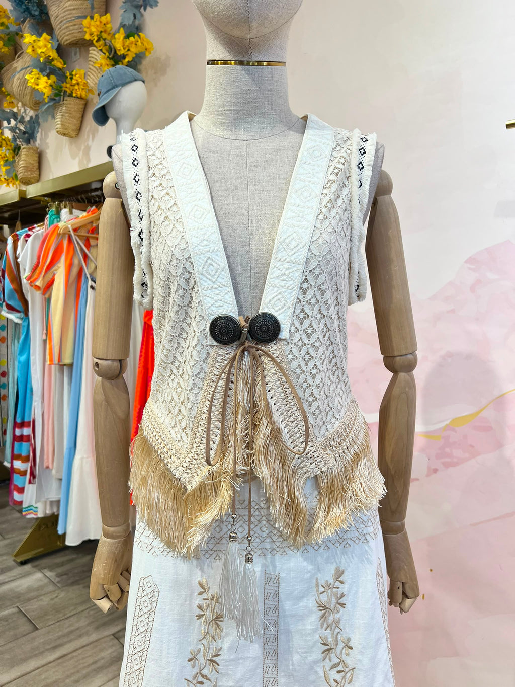Colete de renda Boho Maya Cru