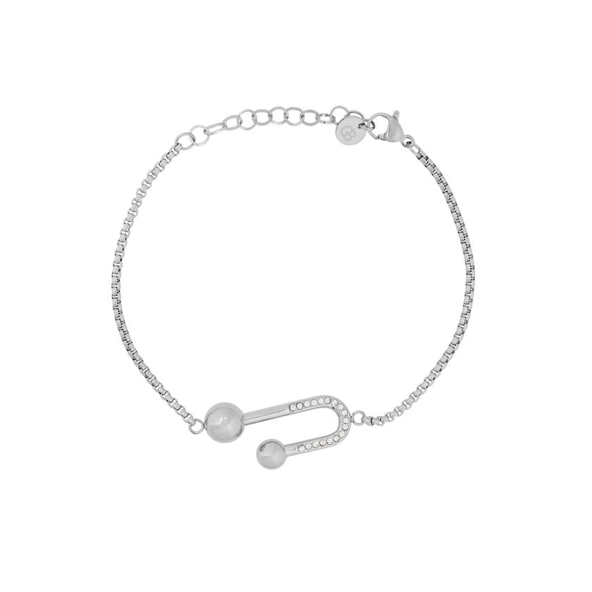 Pulseira em aço formato geométrico