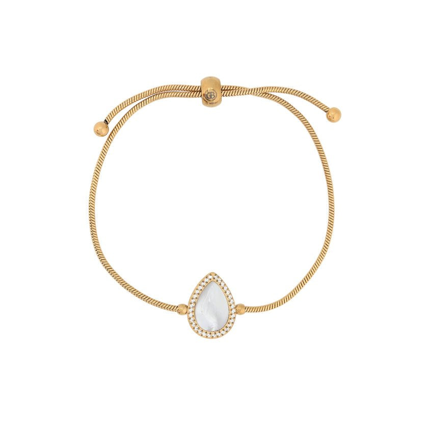 Pulseira ajustável aço com madrepérola oval GB