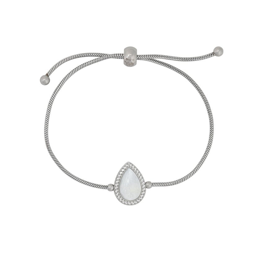 Pulseira ajustável aço com madrepérola oval GB